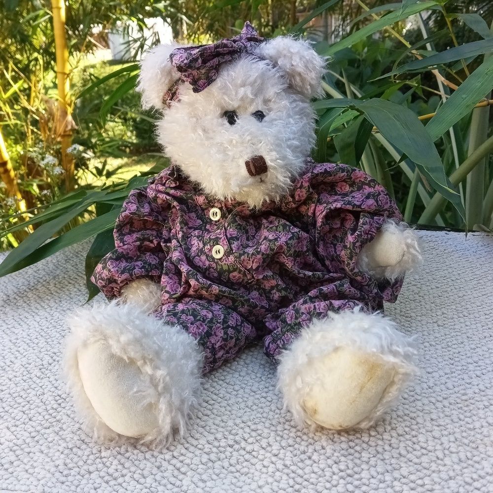 VINTAGE Boyds Bears RARE Rotating 17" J. B. Bean Series #1364 Rose Print Romper